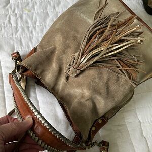 Patricia Nash hobo style suede shoulder crossbody bag
